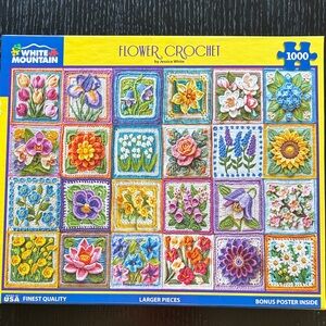 White Mountain Flower Crochet 1000 Piece Puzzle